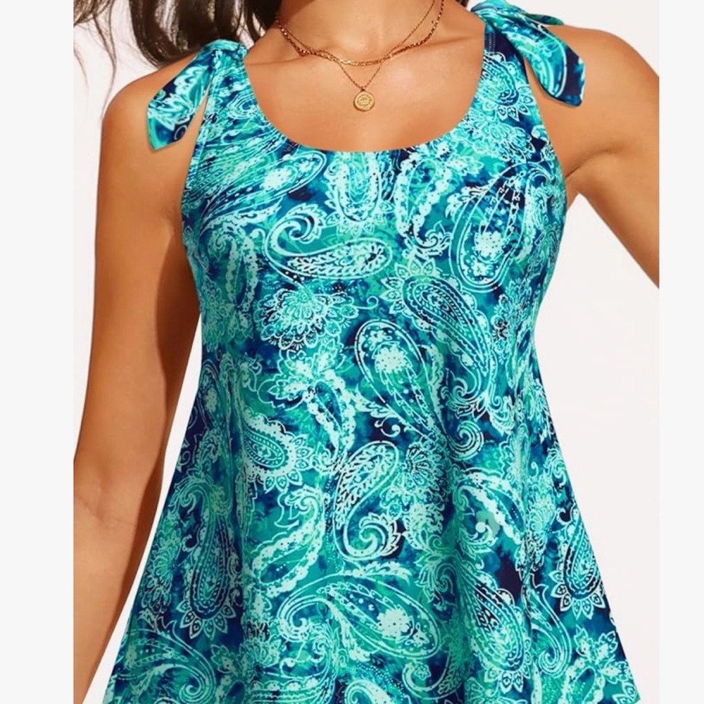 Paisley Print Blue and Green Women's Top